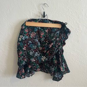 Veronica Beard silk mini skirt black floral size 10